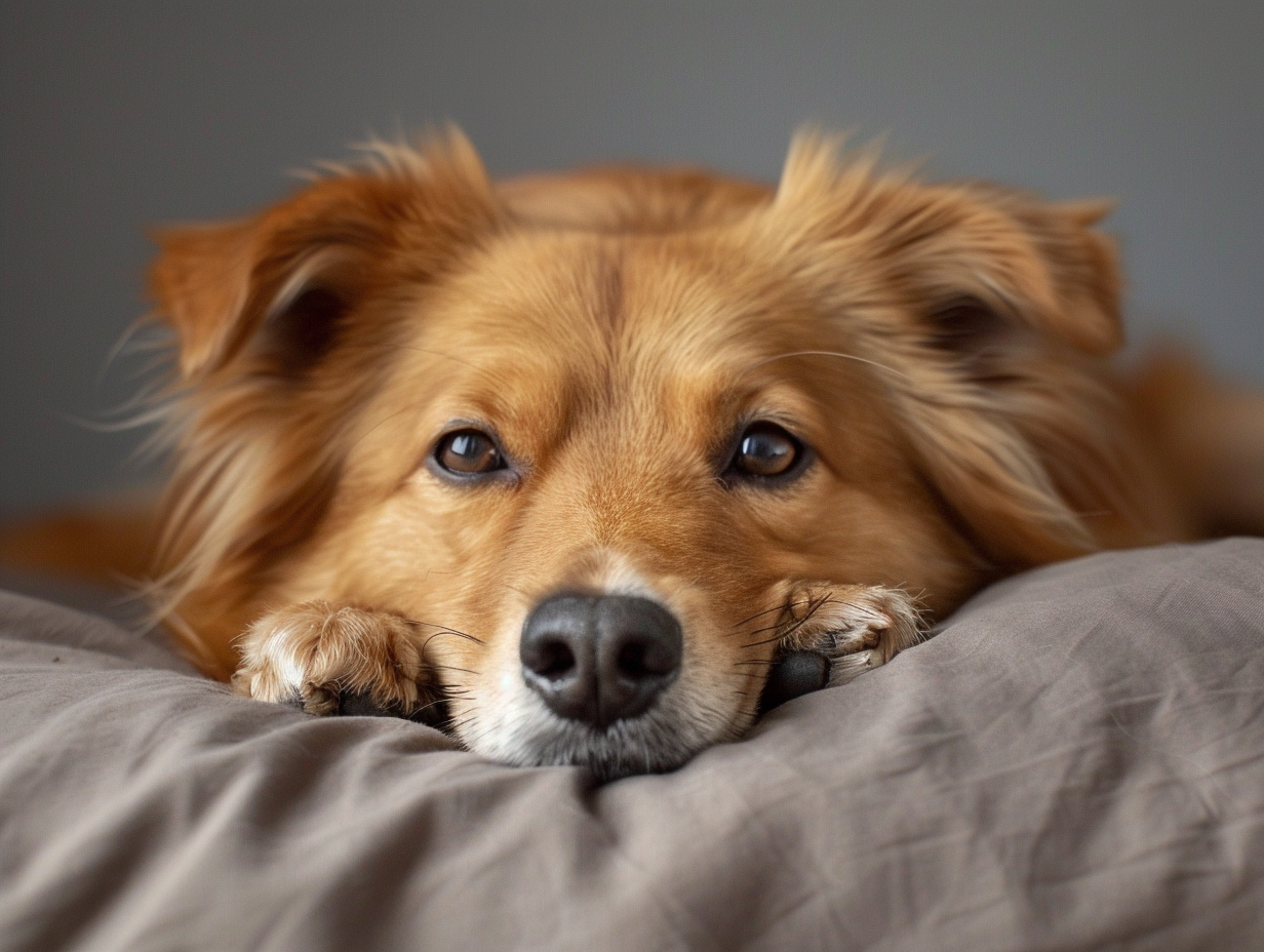 a photo of a dog that does not look motivated by food